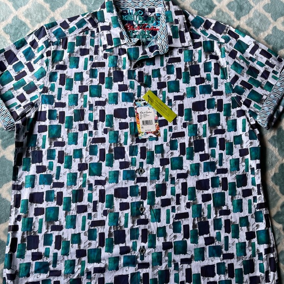 Robert Graham Geometric Blue and Green Shirt - Picture 8 of 8